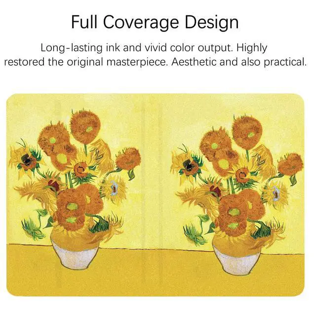 Alt view image 3 of 5 - Berkin Arts Compatible with iPad 7/8/9th Generation/iPad Air 3rd Generation (10.5 Inch) 2019/2020/2021 Folio Case Premium Leather Cover Post-Impressionism Yellow Flowers (Sunflower by Van Gogh)