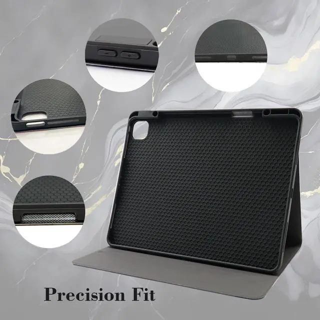 Alt view image 5 of 5 - Berkin Arts Compatible with iPad Pro 2nd/3rd/4th Generation Case (11 Inch) Case 2022 2021 2020 Folio Case Premium Leather Cover Black Marble with Gold Accents, Slim and Protective Cover