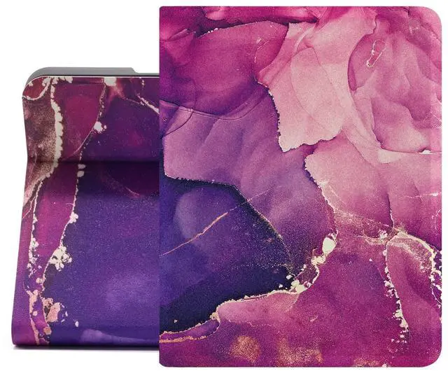 Main image of Berkin Arts iPad Mini 4/5 Case (7.9 Inch) Folio Case Premium Leather Cover Synchromism Mauve Cinnabar Cyan Paper Marbling