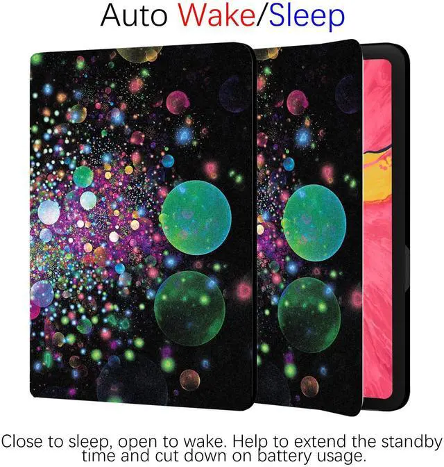 Alt view image 4 of 5 - Berkin Arts iPad Air 4th/5th Generation (10.9 Inch) Case 2020/2021 Folio Case Premium Leather Cover Holography Cosmic Colorful Galaxy Theme