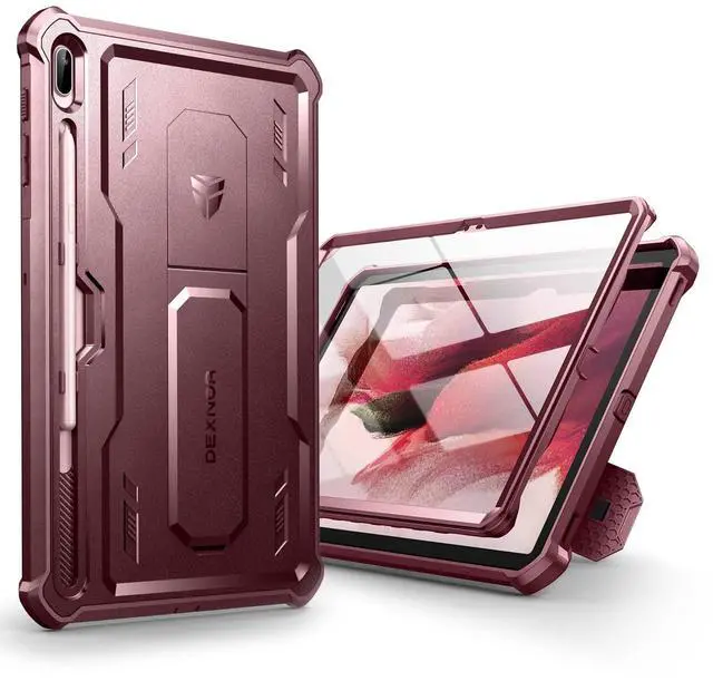 Main image of Dexnor Case for Samsung Galaxy Tab S7 FE 12.4 Inch (2021), [Built in Screen Protector & Kickstand] with Pen Holder Heavy Duty Shockproof Full Body Protective Cover for Galaxy S7 FE Case-Red