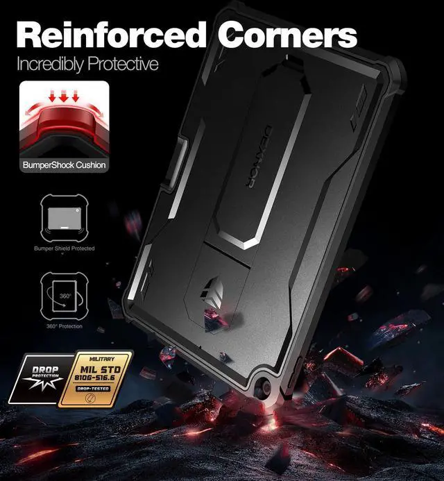 Alt view image 4 of 5 - Dexnor for iPad 9th /8th /7th Generation Case 10.2 Inch, [Built in Screen Protector & Kickstand] with Pen Holder Heavy Duty Shockproof Full Body Protective Cover for iPad 9th Generation Case (Black)
