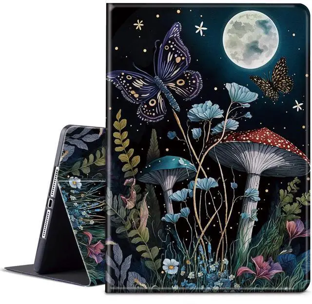 Main image of BPQOJB for Kindle Fire 7 Tablet Case 12th Generation 7 inch 2022 Release with Adjustable Stand & Auto Wake/Sleep Feature Smart Protect Cover Case - Mushroom Butterfly Moon