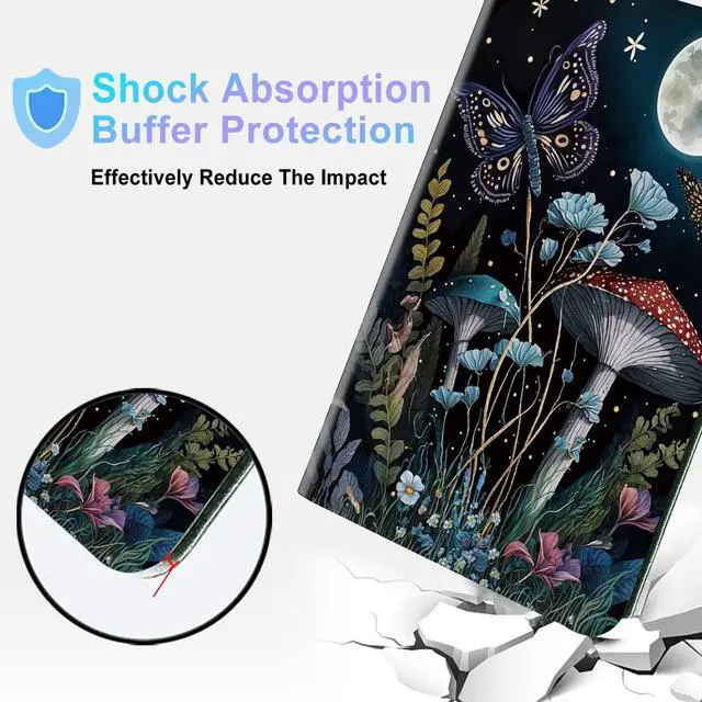 Alt view image 5 of 5 - BPQOJB for Kindle Fire 7 Tablet Case 12th Generation 7 inch 2022 Release with Adjustable Stand & Auto Wake/Sleep Feature Smart Protect Cover Case - Mushroom Butterfly Moon