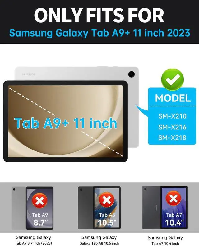 Alt view image 2 of 5 - BRAECN Case for Samsung Galaxy Tab A9+ 11 inch (SM-X210/X216/X218) 2023 Shockproof Rugged Protective Cover with Pencil Holder/Rotate Stand/Shoulder Strap for Galaxy Tab A9 Plus Tablet, Rose Red