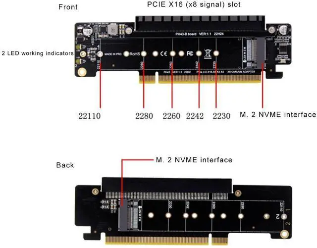 Alt view image 5 of 5 - PCIE X16 Expansion Card, M.2 NVMe Controller Expansion Card, Pcie X16 to X8 X4 X4 Split Expansion Card, Support PCIE4.0 Downward Compatible with 3.0