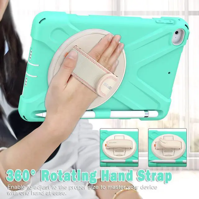 Alt view image 2 of 5 - BRAECN for iPad Mini 5th Generation Case Kids, iPad Mini 4 Case Cover with Hand Strap, Kickstand, Pencil Holder, Shoulder Strap for Apple Mini iPad 4/5 Gen -Mint Green