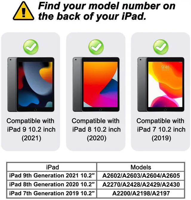 Alt view image 2 of 5 - BRAECNstock for Apple iPad 9th/ 8th/ 7th Generation Case 10.2" Shockproof Protective Kids Case with Screen Protector, Pencil Holder, Rotating Stand+Hand Strap, Shoulder Strap, Purple