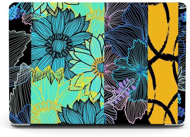 Main image of Berkin Arts Compatible with MacBook Air 13 inch Cover, 2022, 2021, 2020-2018 Release A1932 with Touch ID with Keyboard Cover & Screen Protector Geometric Abstract Art Neon Floral