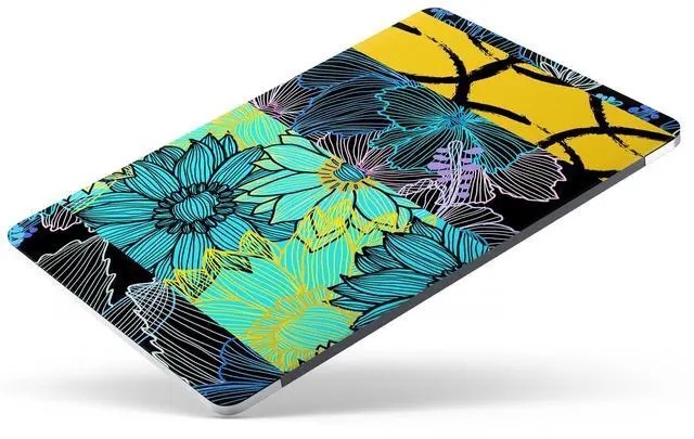 Alt view image 3 of 5 - Berkin Arts Compatible with MacBook Air 13 inch Cover, 2022, 2021, 2020-2018 Release A1932 with Touch ID with Keyboard Cover & Screen Protector Geometric Abstract Art Neon Floral