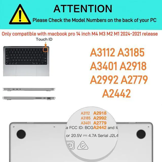 Alt view image 2 of 5 - BYCeKe Compatible with MacBook Pro 14 inch Case 2024-2021 M4 M3 M2 M1 Pro Max A3112 A3185 A3401 A2918 A2992 A2779 A2442,Textured Plastic Cream Hard Shell&Keyboard Cover for Mac Pro 14,Checkerd Neutral