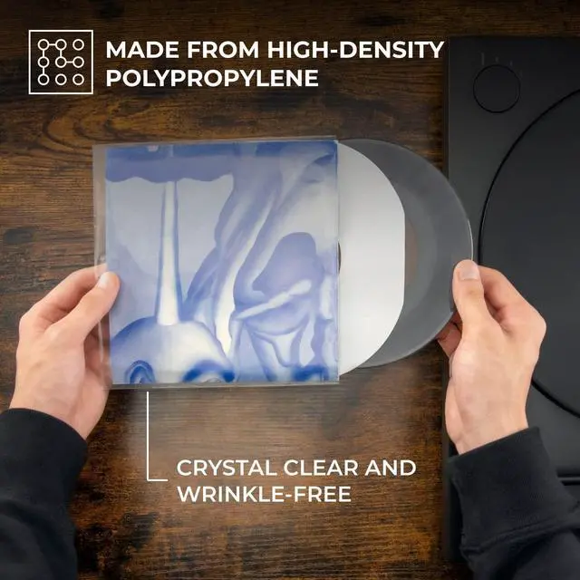 Alt view image 4 of 5 - Big Fudge 100x Vinyl Record Outer Sleeves 7 inch | Durable & Wrinkle-Free | Crystal Clear & Made from High-Density Polypropylene | Best Vinyl Covers for LPs & Singles | 3 mil Thick, 7.42" x 7.42
