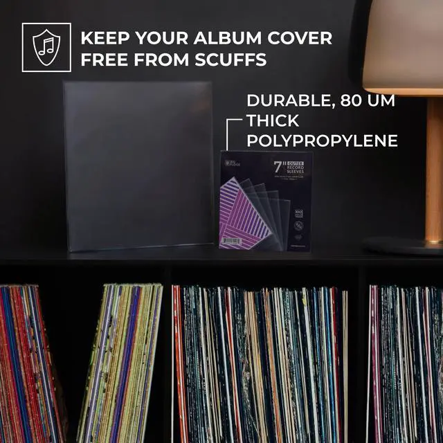 Alt view image 3 of 5 - Big Fudge 100x Vinyl Record Outer Sleeves 7 inch | Durable & Wrinkle-Free | Crystal Clear & Made from High-Density Polypropylene | Best Vinyl Covers for LPs & Singles | 3 mil Thick, 7.42" x 7.42