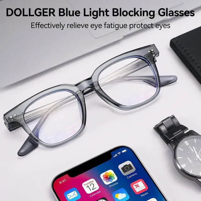 Alt view image 2 of 5 - Dollger Blue light Glasses for Women Men Square Frame Computer Screen Blue light Blocking Eyeglasses Oversized Fashion Clear Gray Glasses