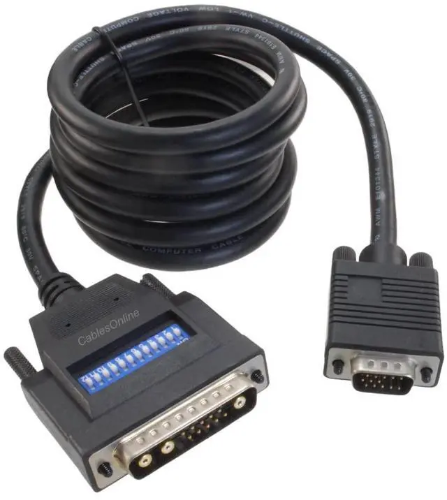 Main image of CablesOnline, 6ft 13W3 Male to SVGA (HD15) Male (SunMicro) Monitor Cable w/ 12 Dip Switches, W3-606