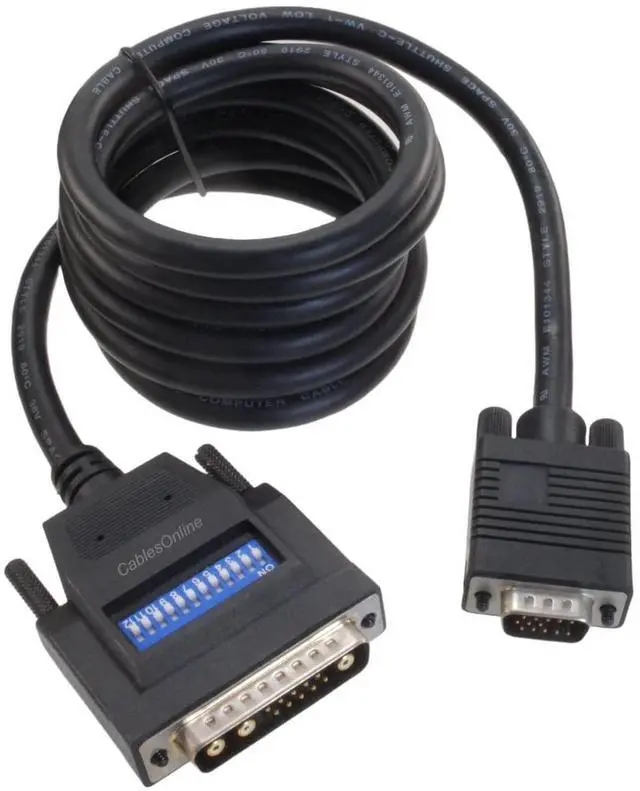 Alt view image 2 of 5 - CablesOnline, 6ft 13W3 Male to SVGA (HD15) Male (SunMicro) Monitor Cable w/ 12 Dip Switches, W3-606