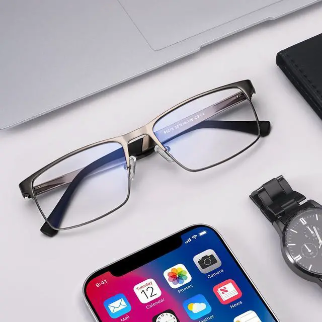 Alt view image 2 of 5 - Dollger Blue light Glasses for Men Rectangle Metal Frame Computer Screen Blue light Blocking Eyeglasses Matte Gray