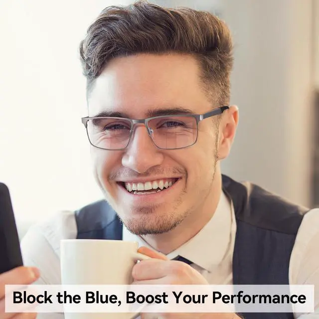 Alt view image 5 of 5 - Dollger Blue light Glasses for Men Rectangle Metal Frame Computer Screen Blue light Blocking Eyeglasses Matte Gray