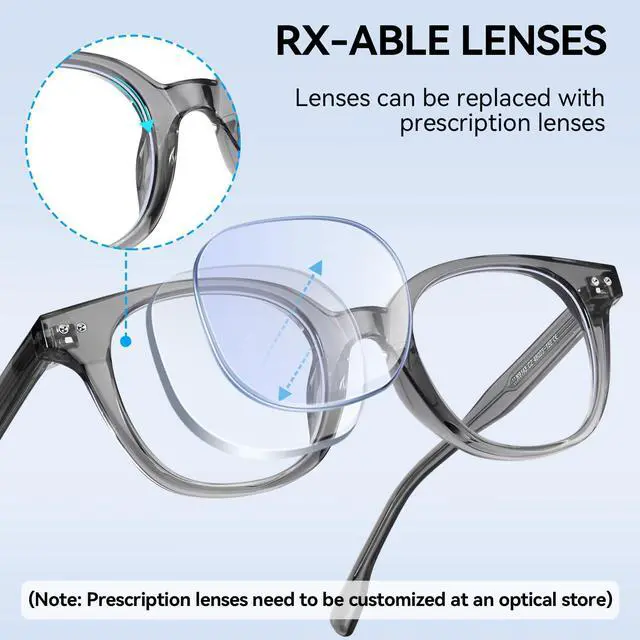 Alt view image 5 of 5 - Dollger Blue Light Blocking Glasses For Woman Men Thick Frame Square Computer BlueLight Glasses Clear Lens Non-Prescription Transparent Grey