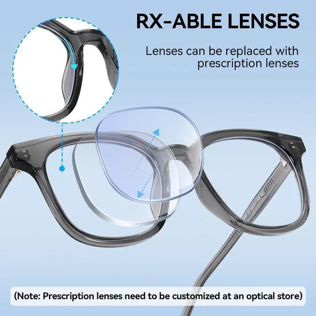 Alt view image 4 of 5 - Dollger Blue Light Blocking Glasses For Woman Men Thick Frame Square Non-Prescription Myopia, For Computer,Gaming,Phone Use Transparent Grey