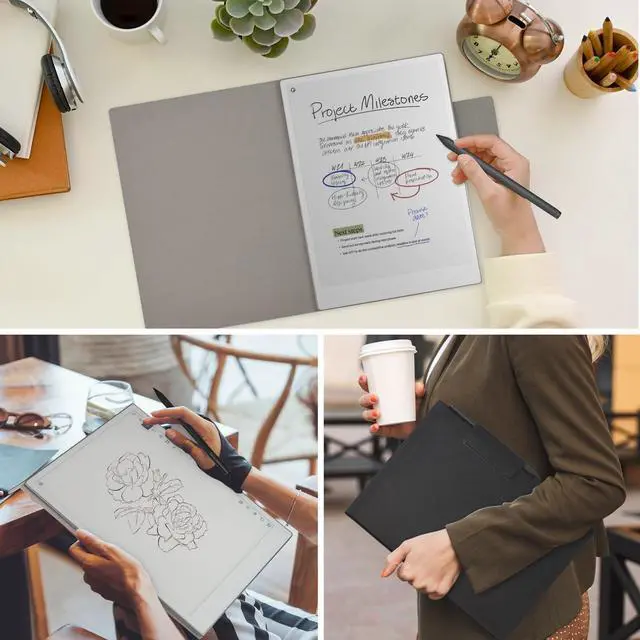 Alt view image 2 of 5 - Caweet Case for Remarkable Paper Pro 11.8 Inch 2024 Released, Premium PU Leather Lightweight Book Folio Cover with Bulit-in Magnet & Pen Holder, Black