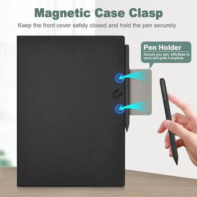 Alt view image 4 of 5 - Caweet Case for Remarkable Paper Pro 11.8 Inch 2024 Released, Premium PU Leather Lightweight Book Folio Cover with Bulit-in Magnet & Pen Holder, Black