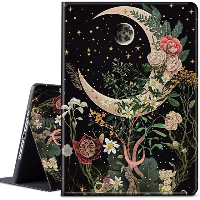 Main image of Case for All-New Fire HD 8 & 8 Plus Tablet (14th/12th/10th Generation 2024/2022/2020) 8 inch Lightweight Protective PU Leather Smart Stand Cover with Auto Wake Sleep - Moon Floral Flower