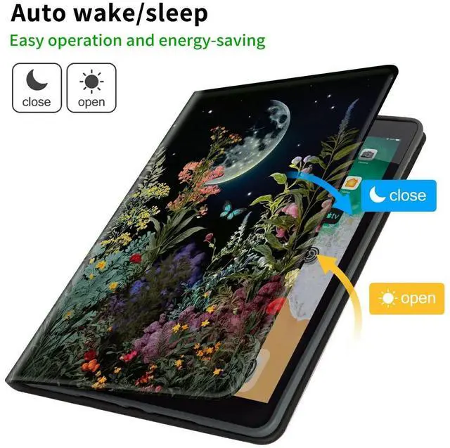 Alt view image 3 of 5 - CGFGHHUY Case for All New Fire HD 10 Tablet 13th Generation 10.1 inch 2023 Release Lightweight Protective PU Leather Smart Stand Case Cover with Auto Wake Sleep - Moon Flower Floral