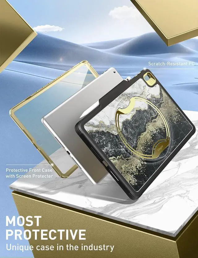 Alt view image 4 of 5 - Clayco Nebula Case for iPad 9th/8th/7th Generation Case 10.2 Inch 2021/2020/2019, Multi-Angle Viewing Full Body Stand Cover for iPad 10.2" with Built-in Screen Protector & Pencil Holder, Black