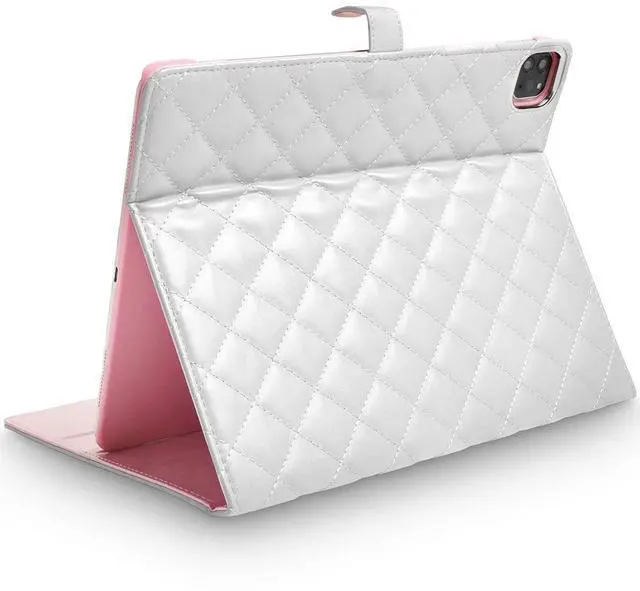 Alt view image 5 of 5 - Changjia for iPad Air 13 Inch Case M3 2025/M2 2024,iPad Pro 12.9 (6th/5th/4th Gen 2022/2021/2020), Cute Crown Rhinestone Elegant PU Leather Auto Sleep/Wake Stand Protective Case for iPad Air 13",White