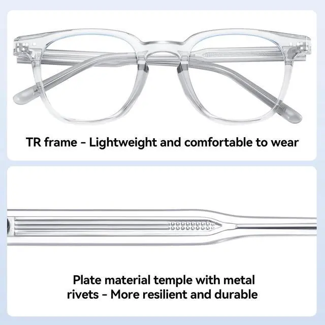 Alt view image 3 of 5 - Dollger Square Blue Light Blocking Glasses Women Men Computer Eyeglasses Fashion Light Weight TR90 Blue Light Glasses