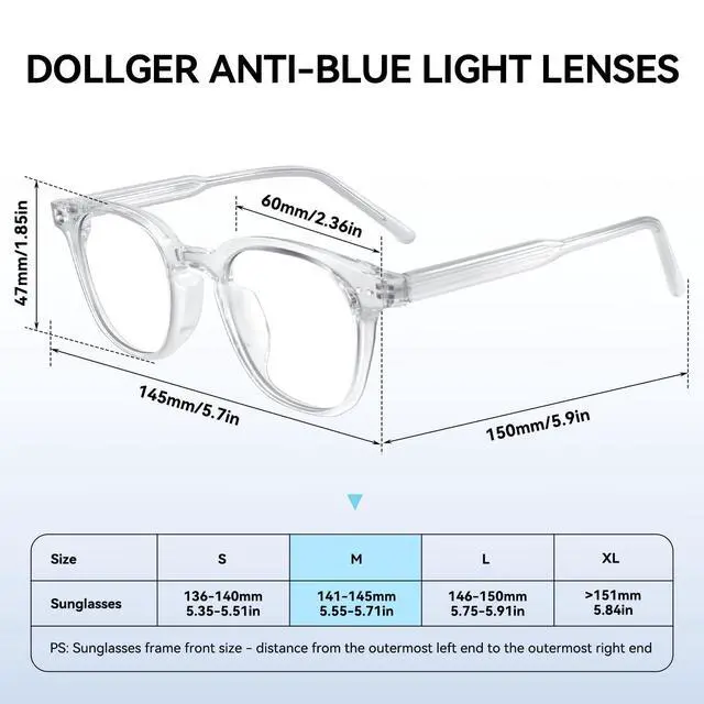 Alt view image 4 of 5 - Dollger Square Blue Light Blocking Glasses Women Men Computer Eyeglasses Fashion Light Weight TR90 Blue Light Glasses