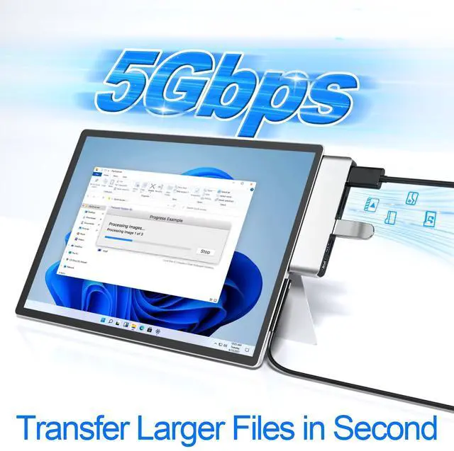 Alt view image 3 of 5 - Surface Pro 7 Docking Station, Microsoft Surface Pro 7 USB Hub with 4K HDMI+ USB C Audio & Data Transfer+ 2 USB 3.0 Ports+ TF/SD Card Slot, Surface Accessories Adapter for Surface Pro 7