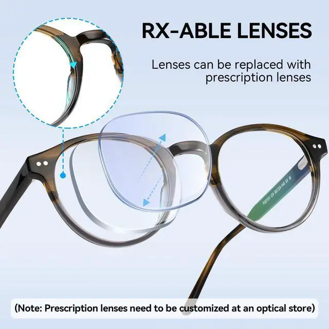 Alt view image 5 of 5 - Dollger Blue Light Blocking Glasses For Woman Men Thick Acetate Frame Round Computer BlueLight Glasses Non-Prescription Tea transparent gray frame