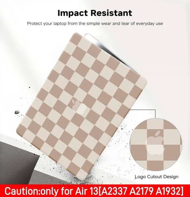 Alt view image 4 of 5 - BYCeKe Compatible with MacBook Air 13 inch Case 2022 2021-2018 M1 A2337 A2179 A1932,Case for MacBook Air M1,Checkered Textured Cream Plastic Hard Shell& Keyboard Cover for Mac Air 13, Checkerd Neutral