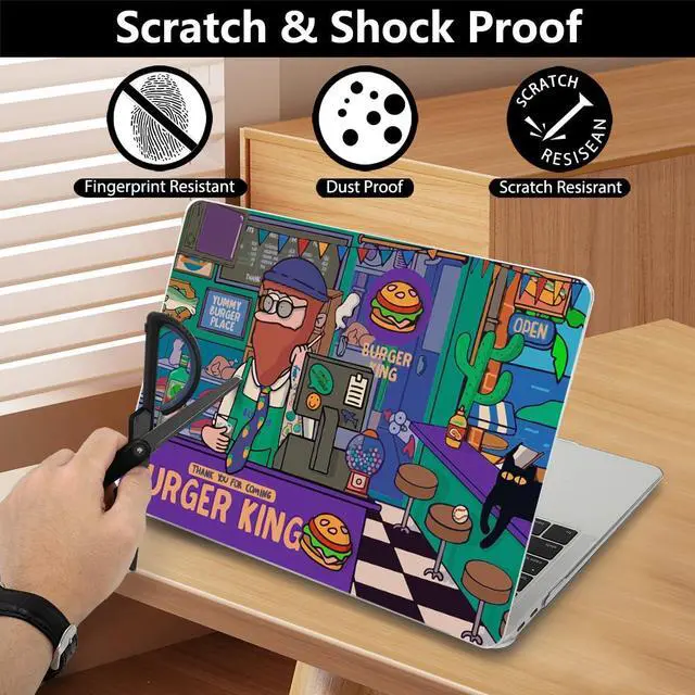 Alt view image 5 of 5 - Conbovo Compatible with MacBook Pro 14 inch Case 2024 2023 2022 2021 Pro Max M1 M2 M3 M4 Chip, Plastic Hard Shell Case & Keyboard Cover & Type-C Adapter, Retro Cartoon