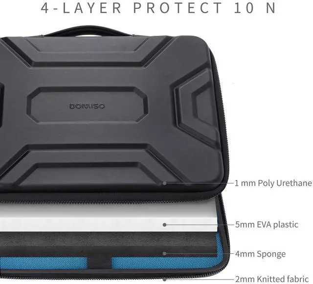 Alt view image 5 of 5 - DOMISO 15.6 inch Laptop Sleeve Shoulder Bag Shockproof Computer Bag Waterproof EVA Protective Carrying Case for 16" MacBook Pro/Max M2 M1 2019-2023,15"-16" HP Dell Asus Laptop,Dell XPS 15,Black
