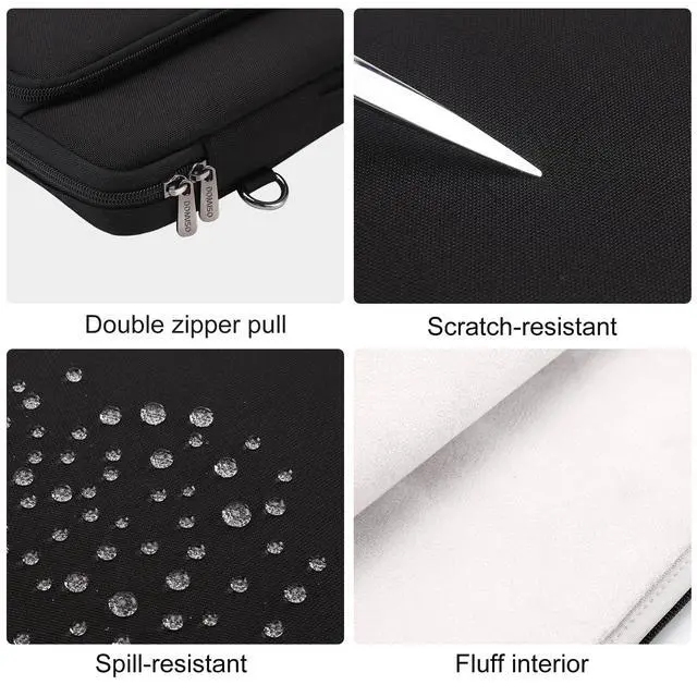 Alt view image 4 of 5 - DOMISO 16 inch Laptop Sleeve Protective Case Cover Compatible with 16 16+ inch HP Dell ASUS Lenovo Chromebook,Waterproof Computer Cases Bag with Handle,Black