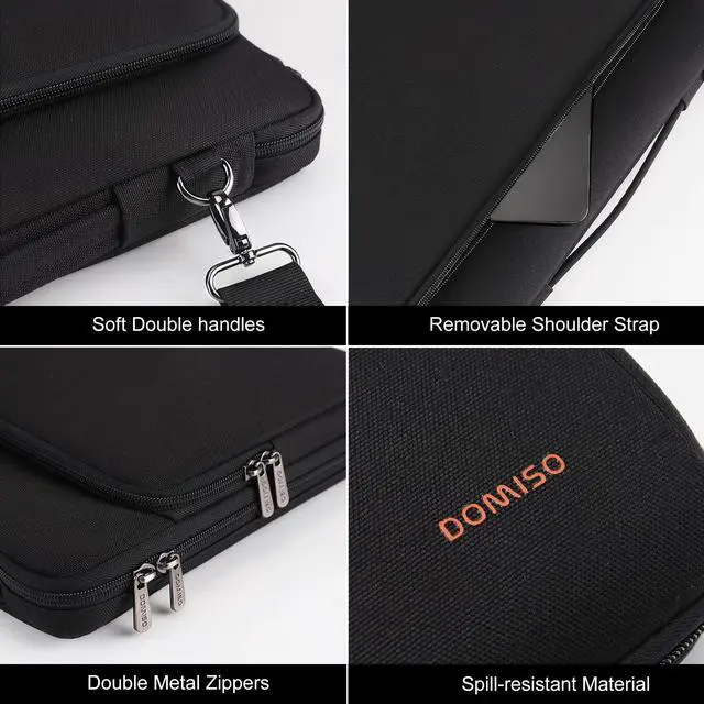 Alt view image 5 of 5 - DOMISO 16 inch Laptop Sleeve Protective Case Cover Compatible with 16 16+ inch HP Dell ASUS Lenovo Chromebook,Waterproof Computer Cases Bag with Handle,Black