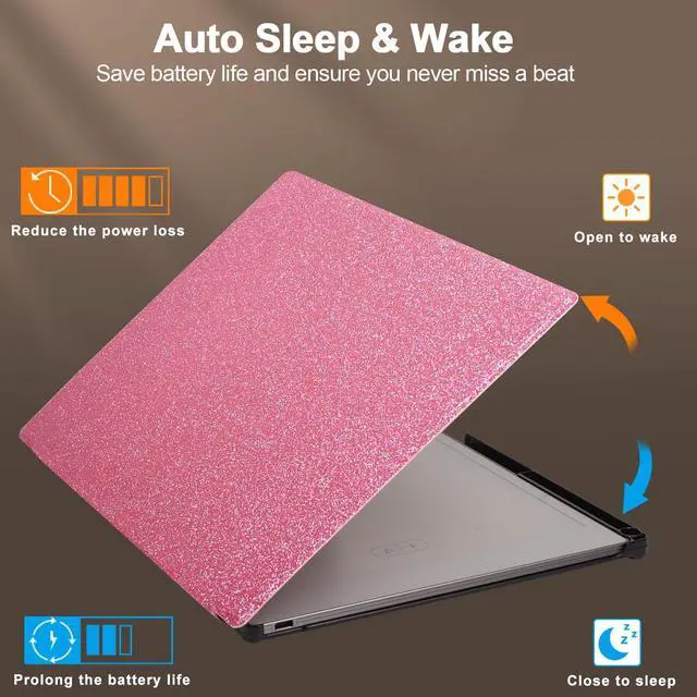 Alt view image 4 of 5 - Caweet Case for Remarkable Paper Pro 11.8" 2024, Slim Hard Back Shell Protective Book Folio Cover with Built-in Pen Holder and Auto Wake/Sleep, Glitter Pink