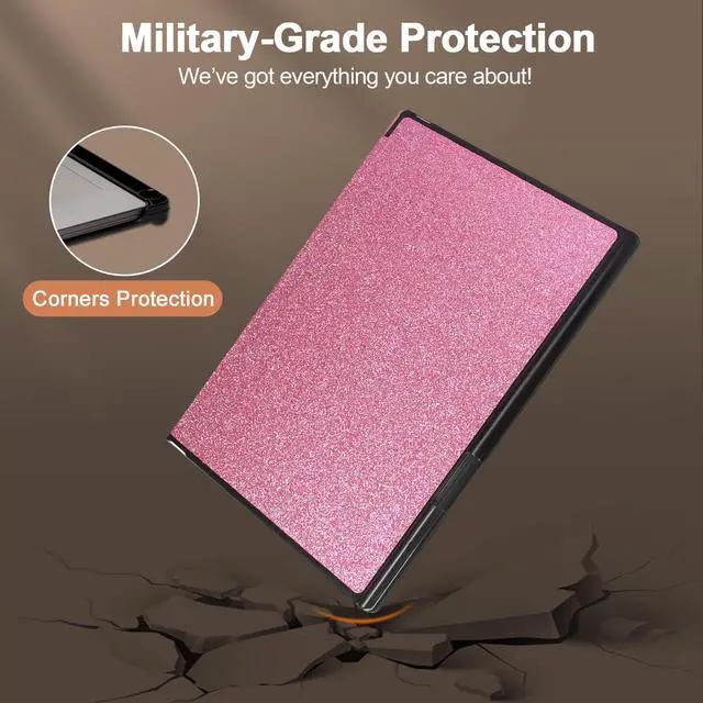 Alt view image 5 of 5 - Caweet Case for Remarkable Paper Pro 11.8" 2024, Slim Hard Back Shell Protective Book Folio Cover with Built-in Pen Holder and Auto Wake/Sleep, Glitter Pink