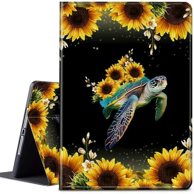 Main image of CGFGHHUY for All-New Kindle Fire 7 Tablet Case 12th Generation 2022 Release 7 inch Lightweight Protective PU Leather Smart Stand Cover with Auto Wake Sleep - Turtles and Sunflowers