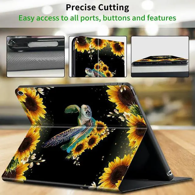 Alt view image 4 of 5 - CGFGHHUY for All-New Kindle Fire 7 Tablet Case 12th Generation 2022 Release 7 inch Lightweight Protective PU Leather Smart Stand Cover with Auto Wake Sleep - Turtles and Sunflowers
