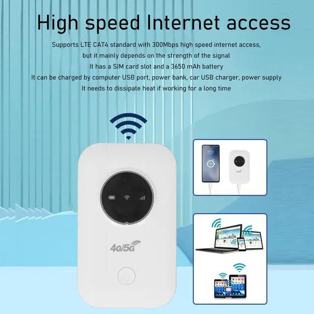 Alt view image 2 of 5 - Generic 300 Mbps 4G LTE Mobile Hotspot, Pocket Portable Router, Create Network, Travel Routers SIM Card Router Unlocked, Hotspot Router, Support 10 Users