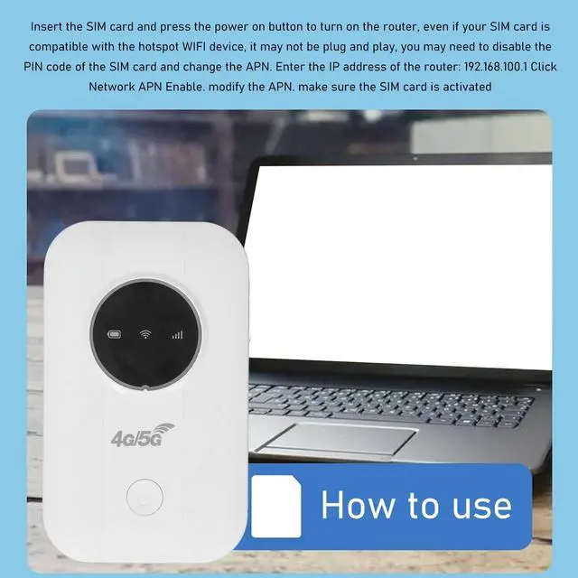 Alt view image 5 of 5 - Generic 300 Mbps 4G LTE Mobile Hotspot, Pocket Portable Router, Create Network, Travel Routers SIM Card Router Unlocked, Hotspot Router, Support 10 Users