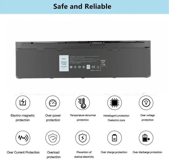 Alt view image 5 of 5 - BND WD52H Battery Fit for Dell Latitude E7240 E7250 12 7000 451-BBQD 451-BBFX 451-BBFW GVD76 KWFFN J31N7 NCVF0 VFV59 JN0J1 HJ8KP F3G33 FW2NM 0W57CV Laptop Battery Replacement 7.4V 45Wh