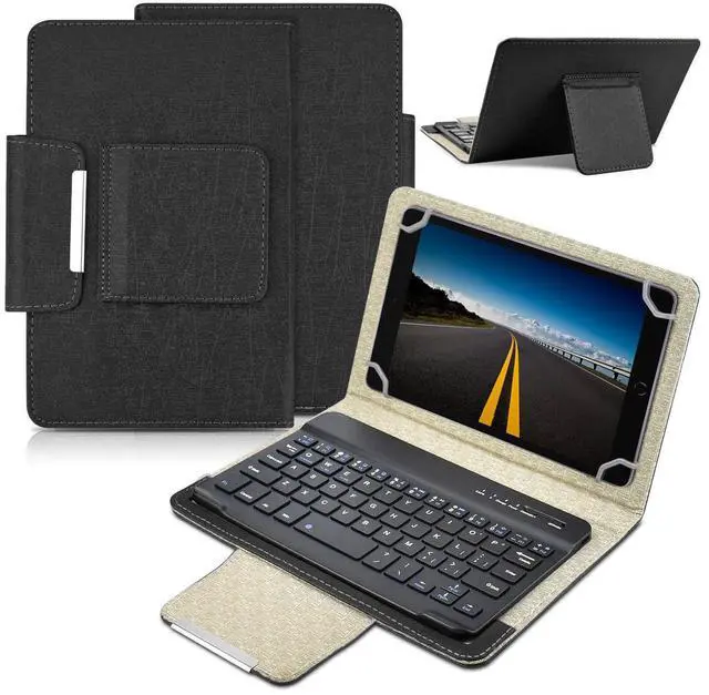 Main image of DETUOSI Universal 7.0 inch Android Tablet Case with Keyboard, Removable Wireless Bluetooth Keyboard + PU Leather Folio Book Cover + Stand, Travel Portable Sleeve for iOS/Android/Windows System Tablet
