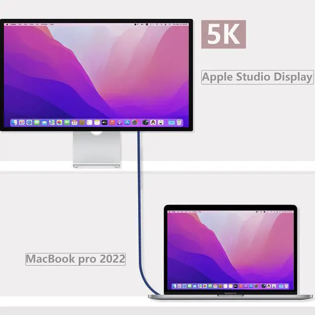 Alt view image 2 of 5 - Dhaxipo USB 4 for Thunderbolt 4 Cable 5FT, 40 Gbps Data Transfer with 240W and 4K@144Hz 5K@60Hz or 8K@30Hz,Compatible with Thunderbolt 4/3 Cable and USB C,fit for Laptop,Docking,Monitor and More