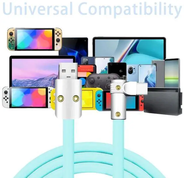 Alt view image 4 of 5 - chubbycable FlexElbow Pro - 90 Degree Design 240W Fast Charge Cable Ultra-Thick Silicone Right Angle USB C Cable Phone Tablets Charging Cord, Dark Blue, Double Elbow Type C to Type C, 0.32FT