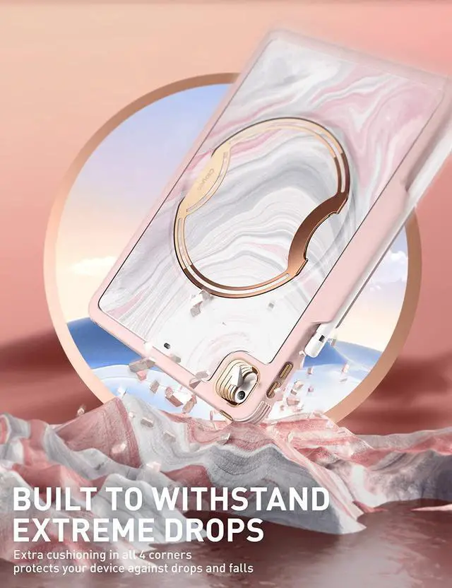 Alt view image 3 of 5 - Clayco Nebula Case for iPad 9th/8th/7th Generation Case 10.2 Inch 2021/2020/2019, Multi-Angle Viewing Full Body Stand Cover for iPad 10.2" with Built-in Screen Protector & Pencil Holder, Marble